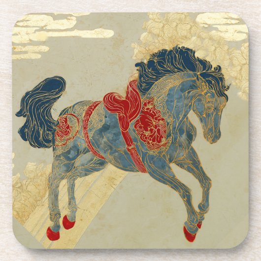 Dessous-de-verre Cheval bleu royal orné (Devant)
