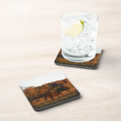 Dessous-de-verre Cheval Brown rouge, bois d'automne. (Côté Droit)