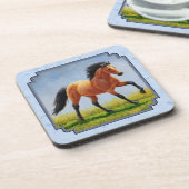 Dessous-de-verre Cheval Buckskin courant bleu clair (Côté gauche)