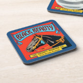 Dessous-de-verre Cheval de beauté noir sur Arrière - plan rouge (Côté gauche)