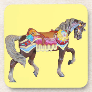 Dessous-de-verre Cheval de carrousel avec visage de clown sculpté