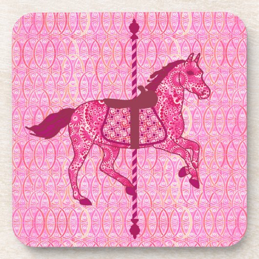 Dessous-de-verre Cheval de carrousel - Fuchsia rose (Devant)