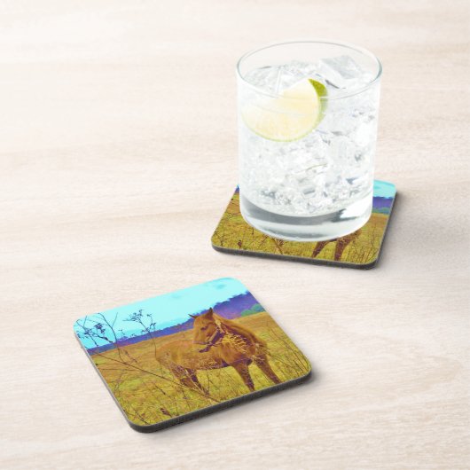 Dessous-de-verre Cheval de couleur rétro (Côté Droit)