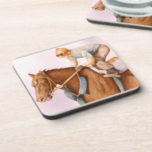 Dessous-de-verre Cheval de course et Jockey (Côté gauche)