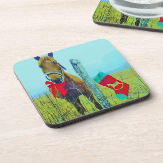 Dessous-de-verre Cheval de Noël Brown (Côté gauche)