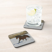 Dessous-de-verre Cheval de pur sang fonctionnant dans la neige (Côté Droit)