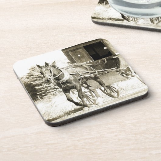Dessous-de-verre Cheval et buggy sépia (Côté gauche)