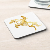 Dessous-de-verre Cheval et Cavalier Dorés Abstraits (Côté gauche)