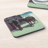 Dessous-de-verre Cheval et Cowboy neige hivernale (Côté gauche)