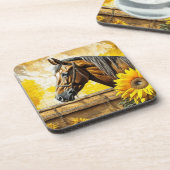 Dessous-de-verre Cheval et Tournesol Belle AI Art (Côté gauche)