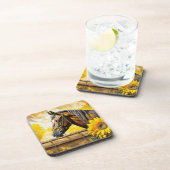 Dessous-de-verre Cheval et Tournesol Belle AI Art (Côté Droit)