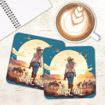 Dessous-de-verre Cheval fille Cowgirl cheval amoureux du désert cou<br><div class="desc">Une fille de cheval avec une fille de cheval,  cowgirl,  ses chevaux dans le désert au coucher du soleil.</div>