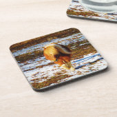 Dessous-de-verre Cheval miniature Brown et crème dans la neige. (Côté gauche)