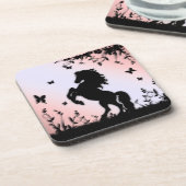 Dessous-de-verre Cheval noir cabré rose (Côté gauche)