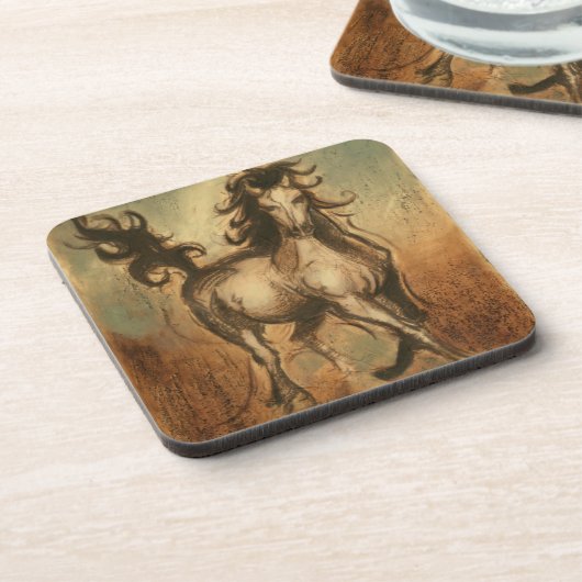 Dessous-de-verre Cheval sauvage et couleurs chaudes (Côté gauche)