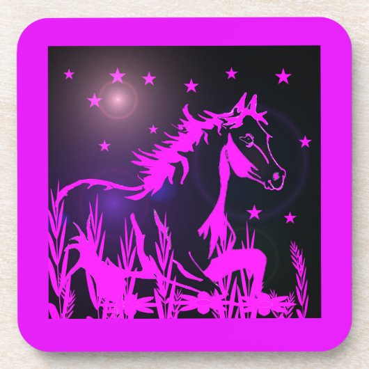 Dessous-de-verre cheval sauvage graphique, rose (Devant)
