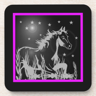 Dessous-de-verre cheval sauvage graphique, rose