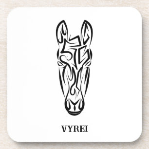 Dessous-de-verre Cheval tribal noir et blanc