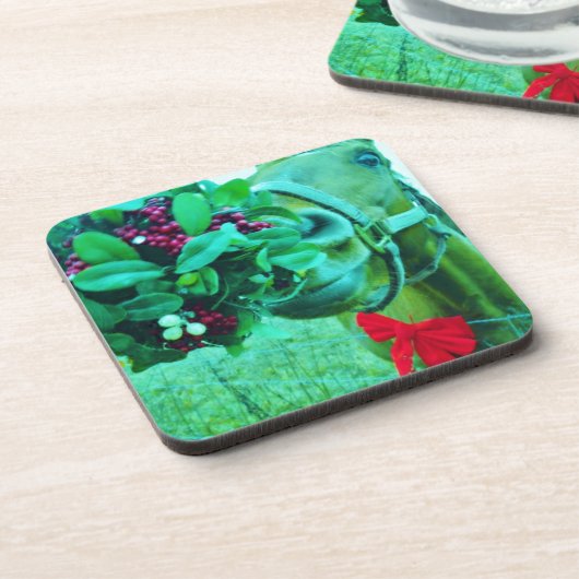 Dessous-de-verre Cheval Turquoise Mistletoe de Noël (Côté gauche)