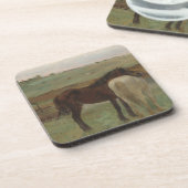 Dessous-de-verre Chevaux dans une prairie, Peinture à l'huile, Edga (Côté gauche)