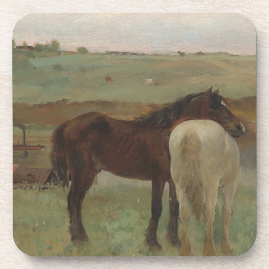 Dessous-de-verre Chevaux dans une prairie, Peinture à l'huile, Edga (Devant)