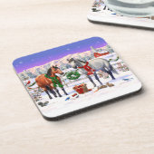 Dessous-de-verre Chevaux de Noël en neige (Côté gauche)