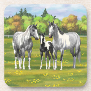 Dessous-de-verre Chevaux De Peinture Gris De Pâte De Poisson En Été