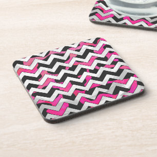 Dessous-de-verre Chevron Cow Hot rose et noir