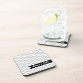 Dessous-de-verre Chevron gris avec l'étiquette personnalisé par (Côté Droit)