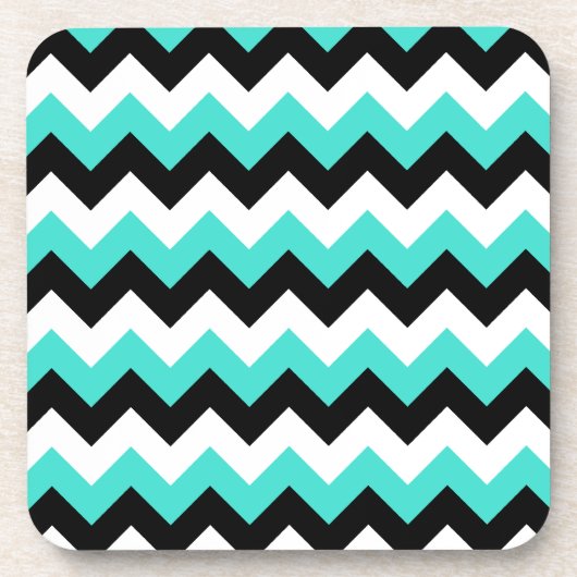 Dessous-de-verre Chevron noir et blanc turquoise (Devant)