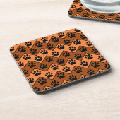 Dessous-de-verre Chevron Orange Brown Avec Motif Paw Chien (Côté gauche)