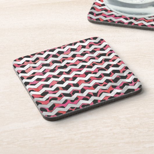 Dessous-de-verre Chevron rose et noir Dalmation (Côté gauche)