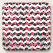 Dessous-de-verre Chevron rose et noir Dalmation (Devant)