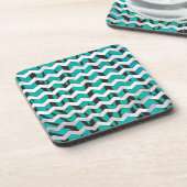 Dessous-de-verre Chevron Tiger noir et Turquoise (Côté gauche)