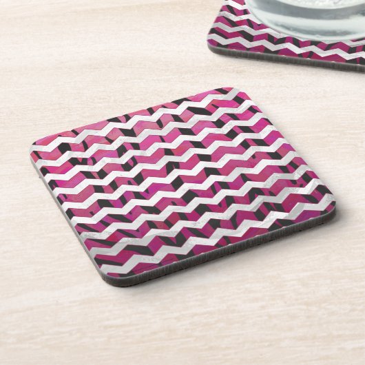 Dessous-de-verre Chevron Tiger rose chaud et noir (Côté gauche)