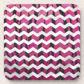 Dessous-de-verre Chevron Tiger rose chaud et noir (Devant)