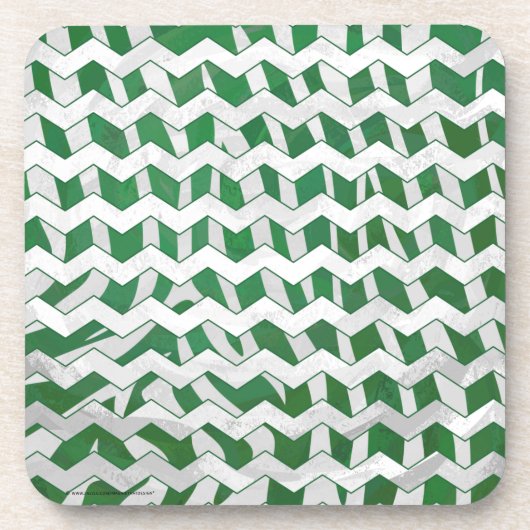 Dessous-de-verre Chevron Zebra Green et White Print (Devant)