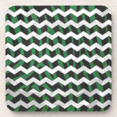Dessous-de-verre Chevron Zebra noir et vert (Devant)