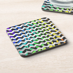 Dessous-de-verre Chevron Zèbre Imprimé Noir et Arc-en-Ciel