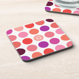 Dessous-de-verre Chic coloré motif pois monogramme