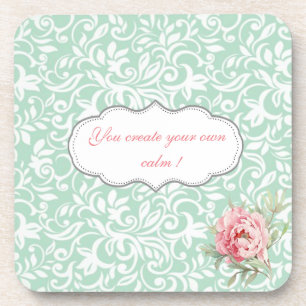 Dessous-de-verre Chic Elegant Damask, Rose, Message Motivationnel