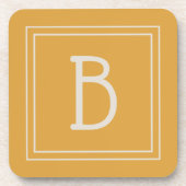 Dessous-de-verre Chic Monogramme jaune or et blanc cassé initial (Devant)