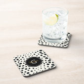 Dessous-de-verre Chic noir blanc cheetah imprimer motif monogramme (Côté Droit)