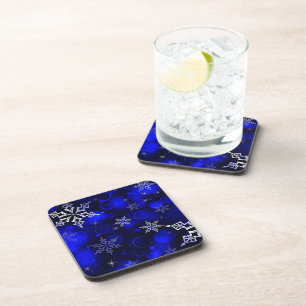 Dessous-de-verre Chic Royal Blue Snowflake Motif