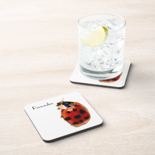 Dessous-de-verre Chic Spotted Ladybug Avec Nom (Côté Droit)