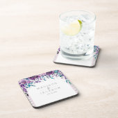 Dessous-de-verre Chic violet floral et Mariage argenté (Côté Droit)