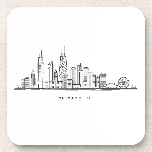 Dessous-de-verre Chicago IL Cityscape Illustration (Devant)