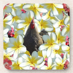 Dessous-de-verre Chickens and Frangipani Flowers
