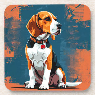 Dessous-de-verre Chien Beagle sur fond abstrait