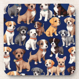 Dessous-de-verre Chien Chien Chien bleu de la marine Design Motif